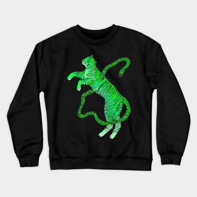 Green acid tiger Crewneck Sweatshirt by deadblackpony